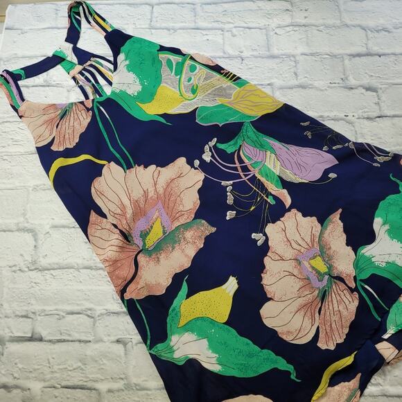 entro Navy Floral Strappy Dress size Large - Picture 2 of 14